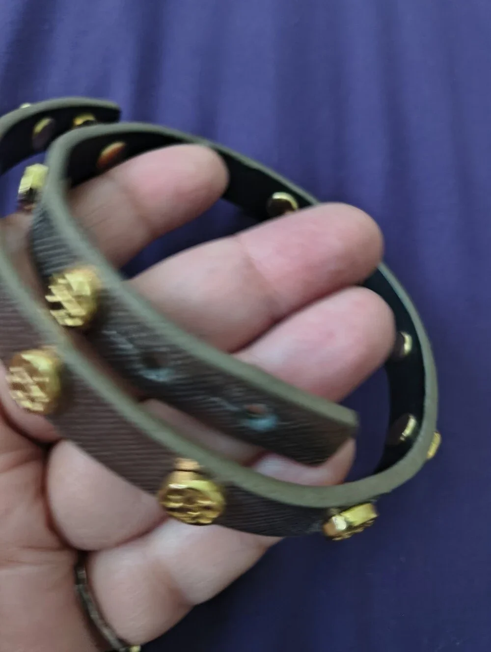 Tory Burch Leather Double Wrap Bracelet With Gold Plated Logo Studs